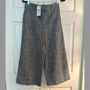 Mango Trousers bermu Black and White tweed pattern wide leg NWT Sz 4